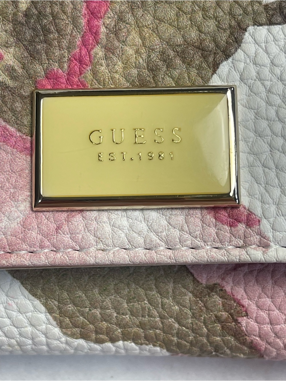 Guess Floral Camo Continental Wallet in Pink, White & Brown - Picture 5 of 7